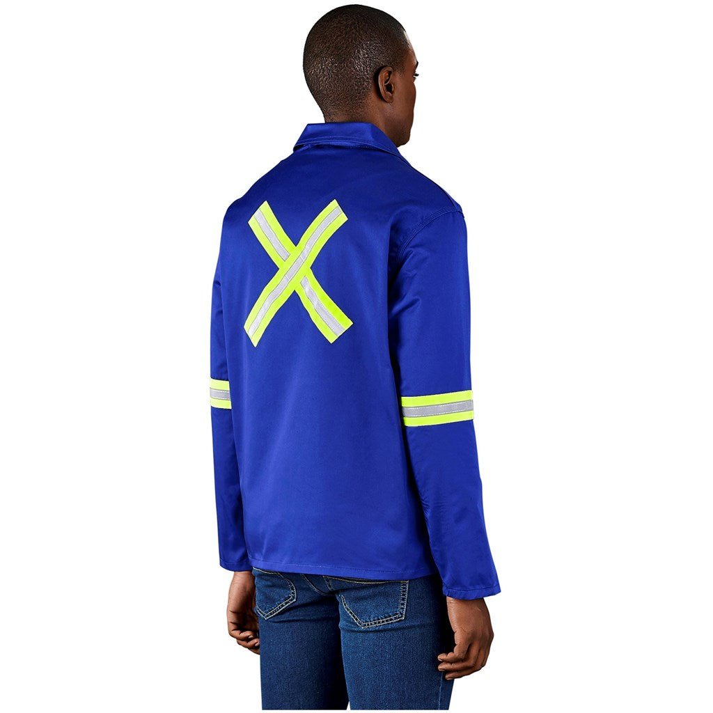Site Premium Polycotton Jacket - Reflective Arms & Back - Yellow Tape - Brand your company Logo! Get a quote - Promo Lingo