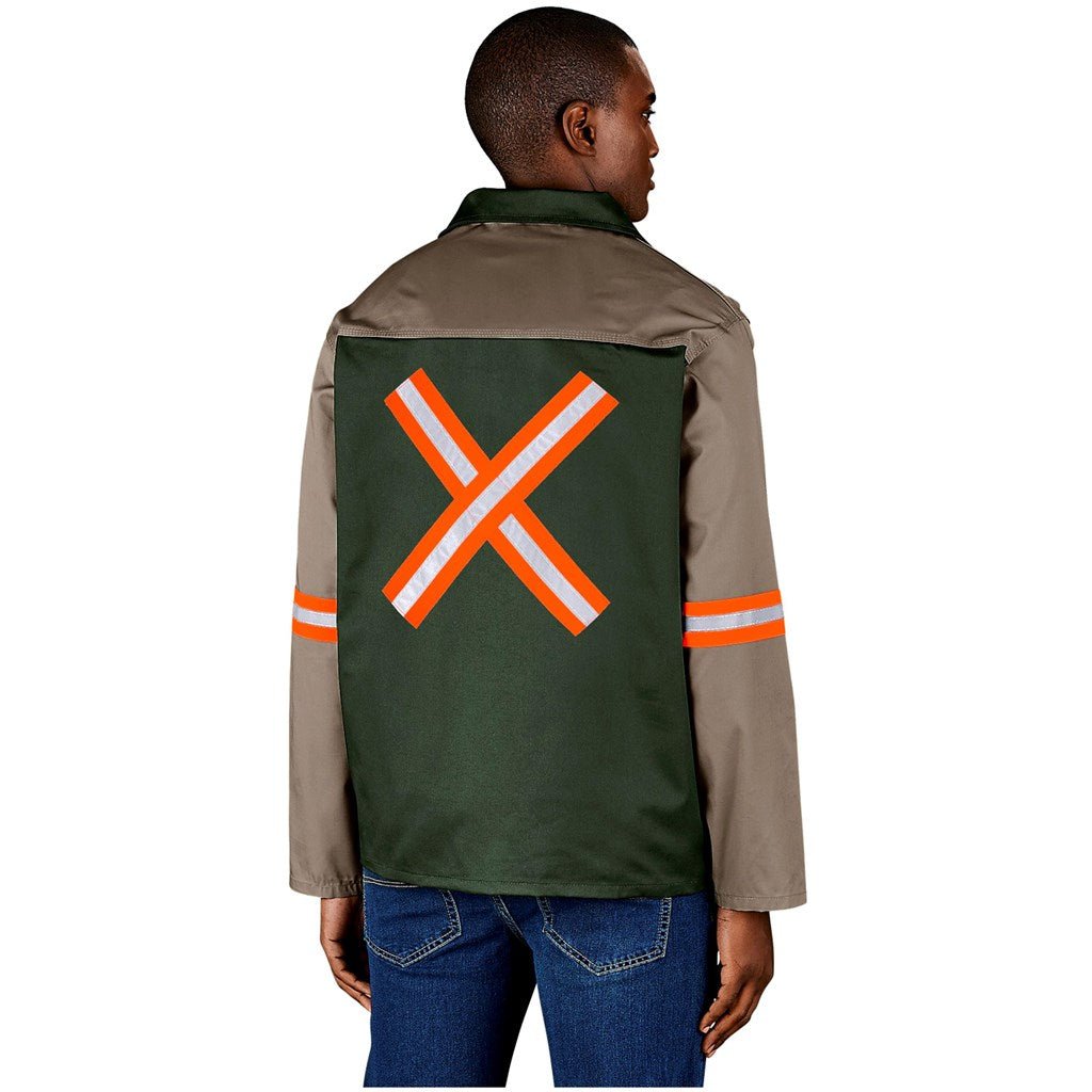 Site Premium Two - Tone Polycotton Jacket - Reflective Arms & Back - Orange Tape - Brand your company Logo! Get a quote - Promo Lingo
