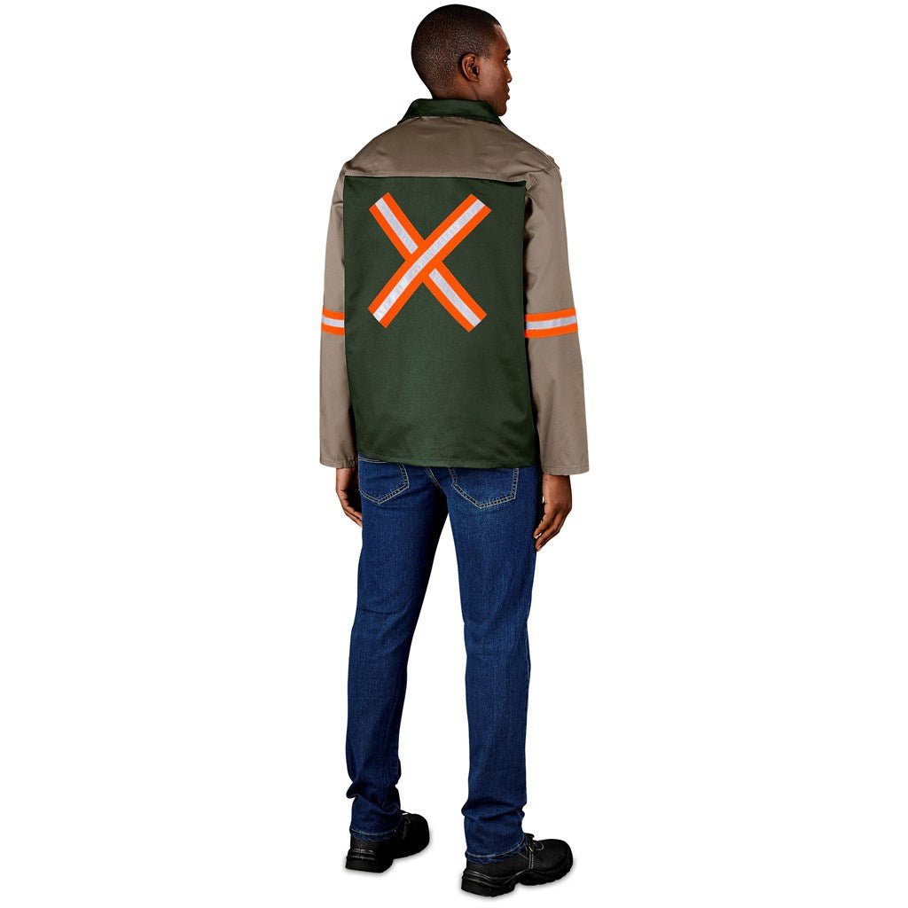 Site Premium Two - Tone Polycotton Jacket - Reflective Arms & Back - Orange Tape - Brand your company Logo! Get a quote - Promo Lingo