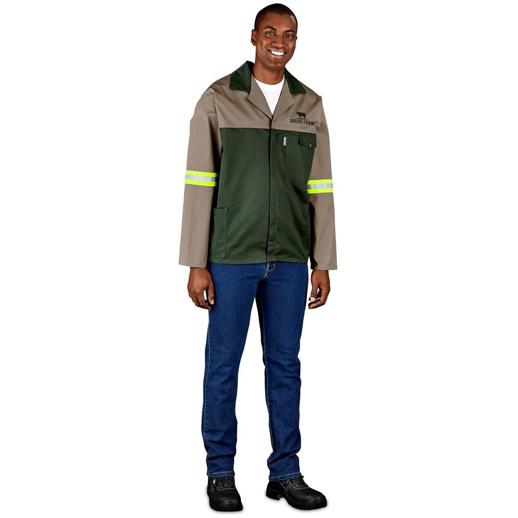 Site Premium Two - Tone Polycotton Jacket - Reflective Arms & Back - Yellow Tape - Brand your company Logo! Get a quote - Promo Lingo