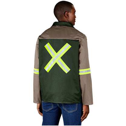 Site Premium Two - Tone Polycotton Jacket - Reflective Arms & Back - Yellow Tape - Brand your company Logo! Get a quote - Promo Lingo
