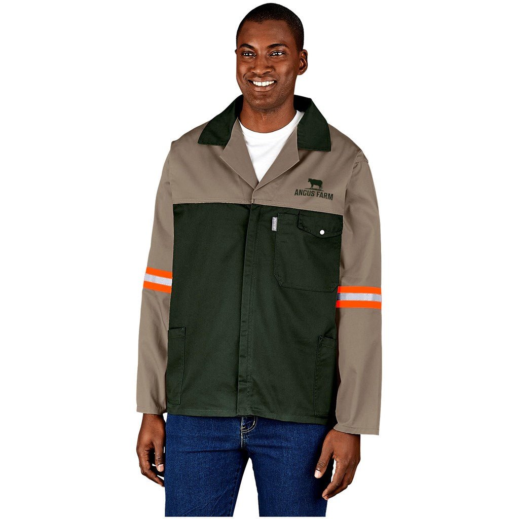 Site Premium Two - Tone Polycotton Jacket - Reflective Arms - Orange Tape - Brand your company Logo! Get a quote - Promo Lingo