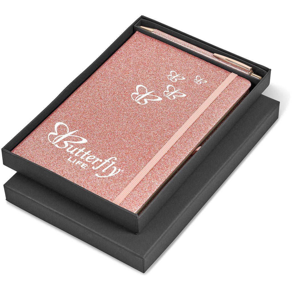 Sparkle Notebook & Pen Set - Brand your company Logo! Get a quote - Promo Lingo