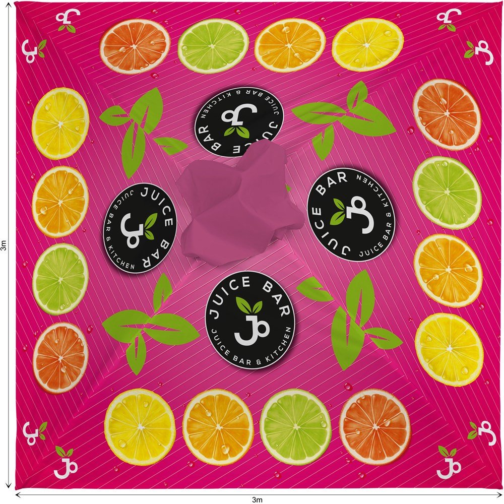 Sublimated Parasol Roof 3m x 3m - Brand your company Logo! Get a quote - Promo Lingo