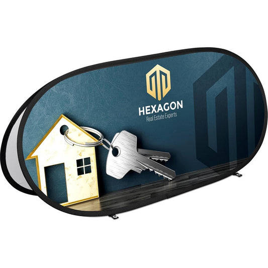 Sublimated Pop - Up 1.6m x 0.72m - Brand your company Logo! Get a quote - Promo Lingo