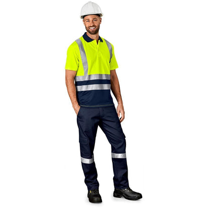 Surveyor Two - Tone Hi - Viz Reflective Golf Shirt - Brand your company Logo! Get a quote - Promo Lingo