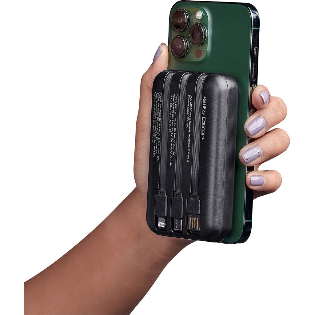 Swiss Cougar Argos Fast Charge 20W Wireless Charging Magnetic Power Bank - 10000mAh - Brand your company Logo! Get a quote - Promo Lingo