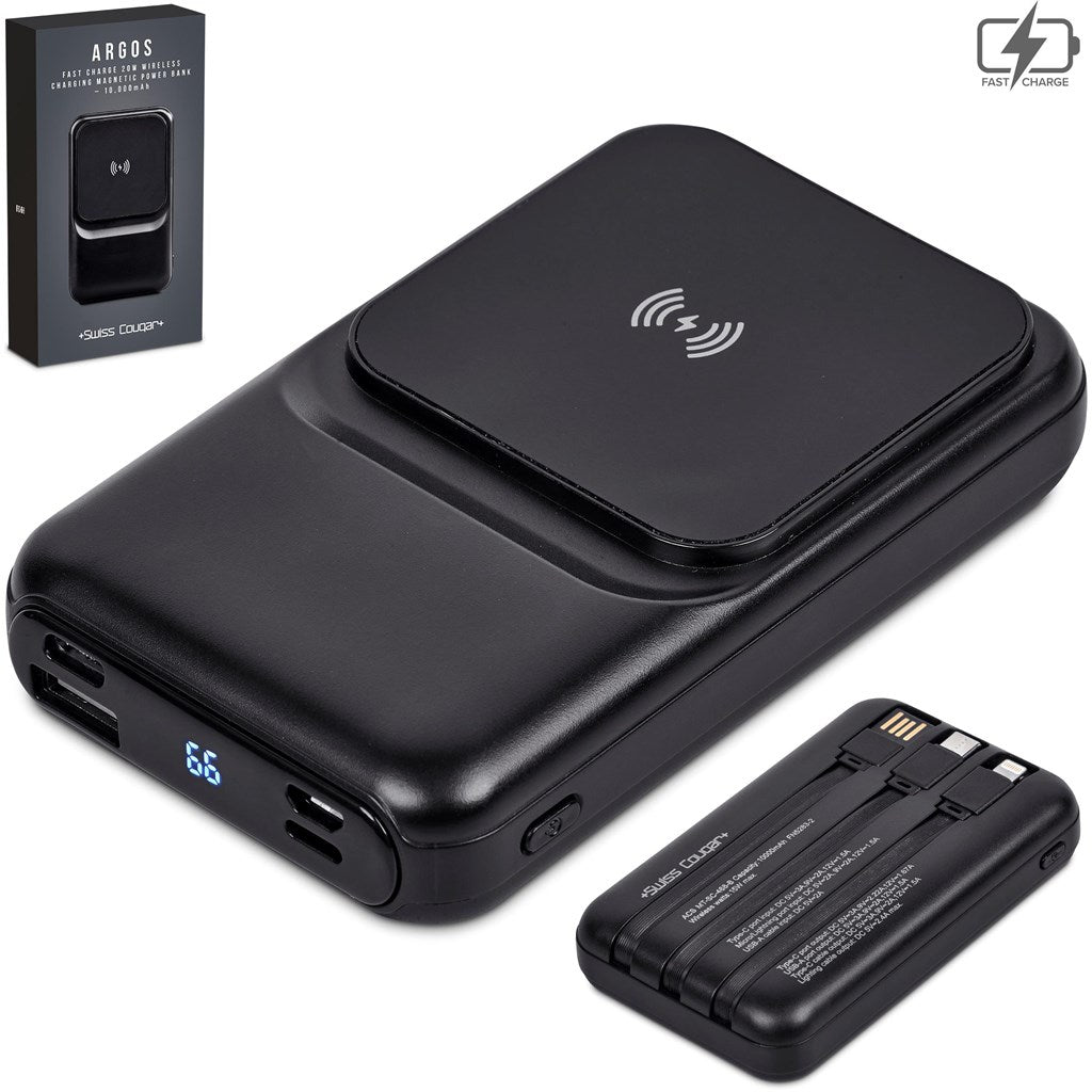 Swiss Cougar Argos Fast Charge 20W Wireless Charging Magnetic Power Bank - 10000mAh - Brand your company Logo! Get a quote - Promo Lingo