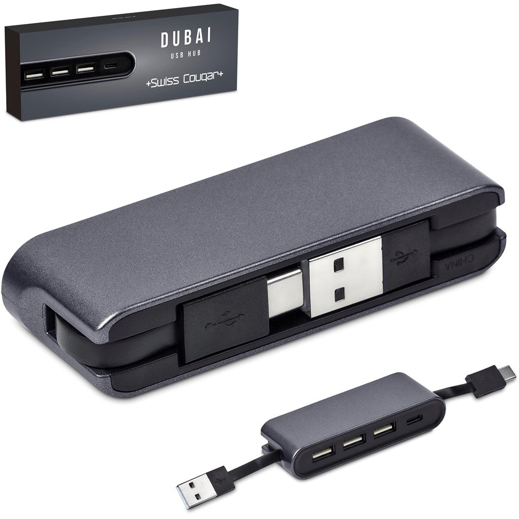 Swiss Cougar Dubai USB Hub - Gun Metal - Brand your company Logo! Get a quote - Promo Lingo