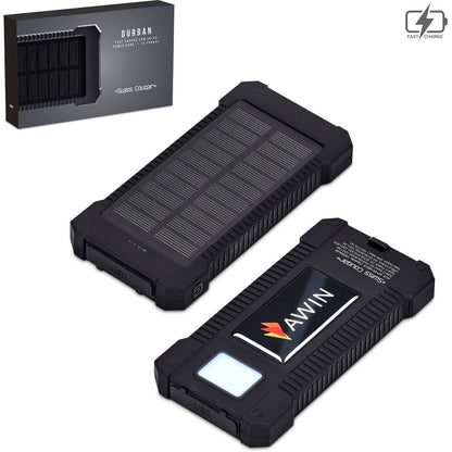 Swiss Cougar Durban Fast Charge 20W Solar Power Bank - 10000mAh - Brand your company Logo! Get a quote - Promo Lingo