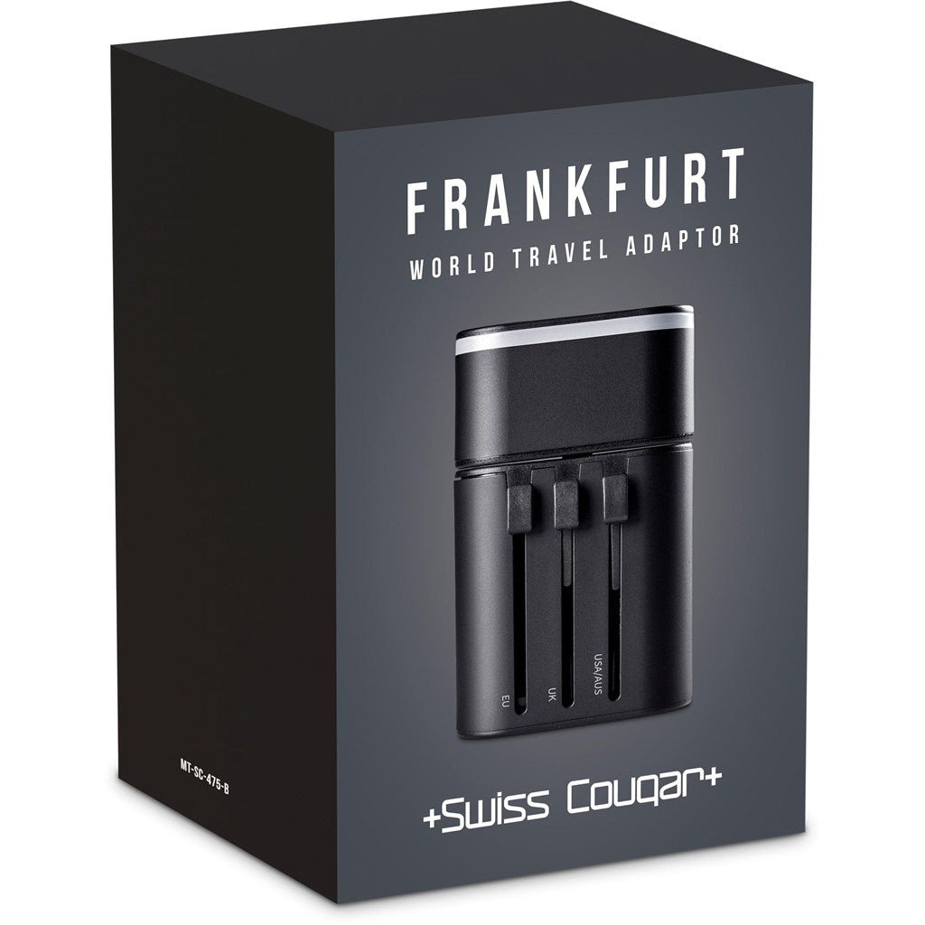 Swiss Cougar Frankfurt World Travel Adaptor - Brand your company Logo! Get a quote - Promo Lingo