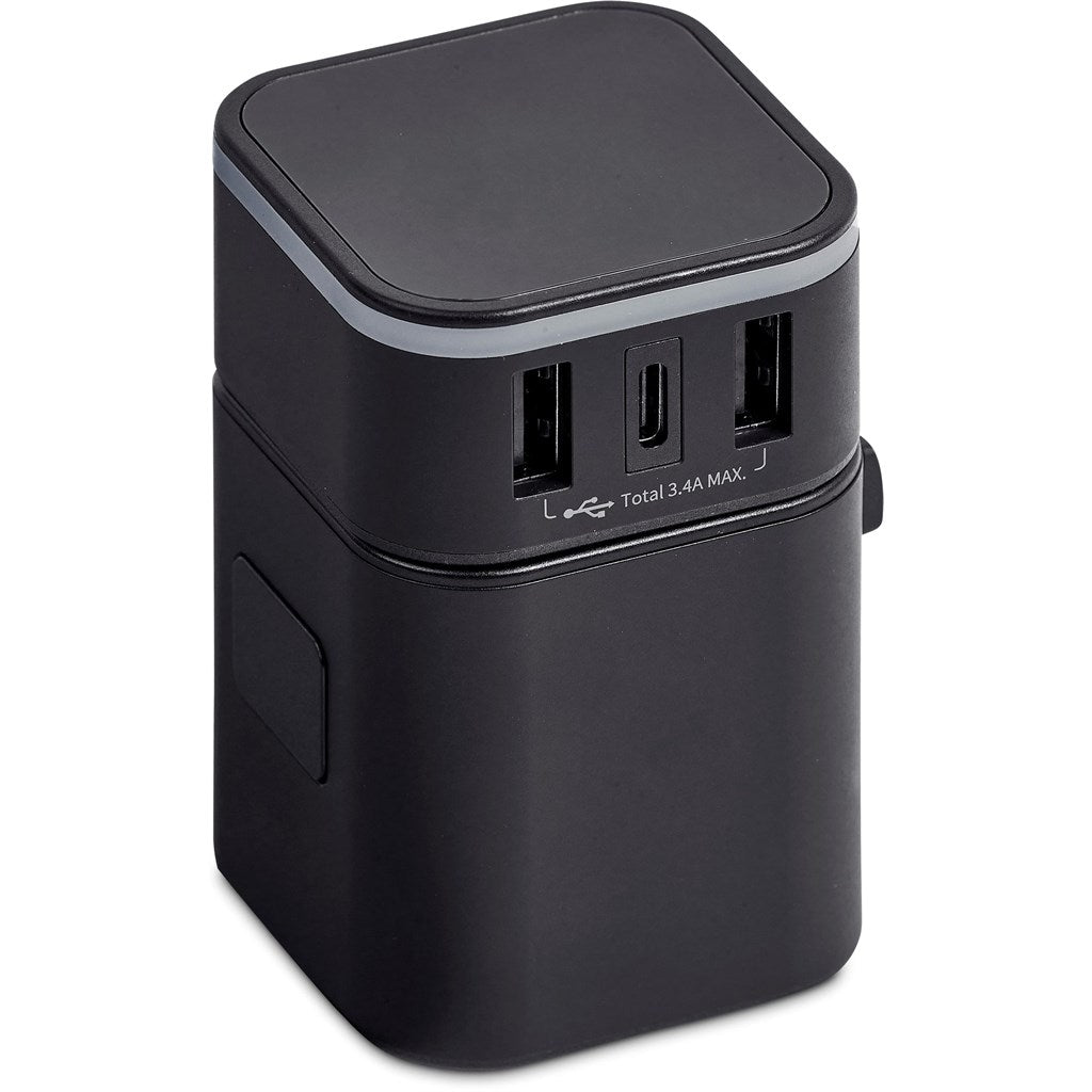 Swiss Cougar Frankfurt World Travel Adaptor - Brand your company Logo! Get a quote - Promo Lingo