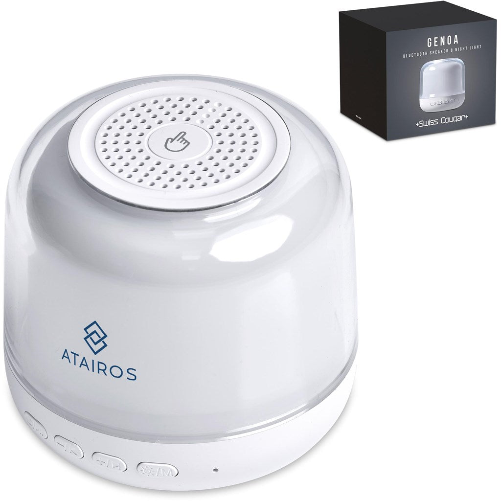 Swiss Cougar Genoa Bluetooth Speaker & Night Light - Brand your company Logo! Get a quote - Promo Lingo