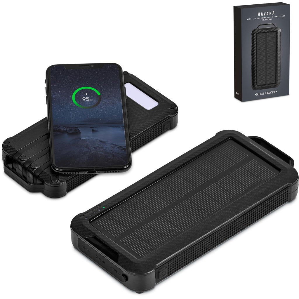 Swiss Cougar Havana Wireless Charging Solar Power Bank - 10 000mAh - Brand your company Logo! Get a quote - Promo Lingo