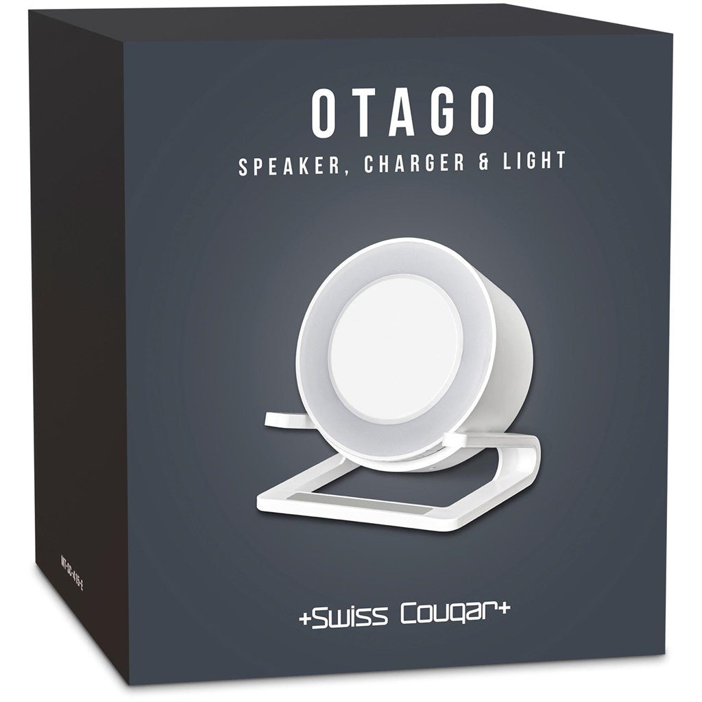 Swiss Cougar Otago Bluetooth Speaker, Wireless Charger, Phone Stand & Night Light - Brand your company Logo! Get a quote - Promo Lingo