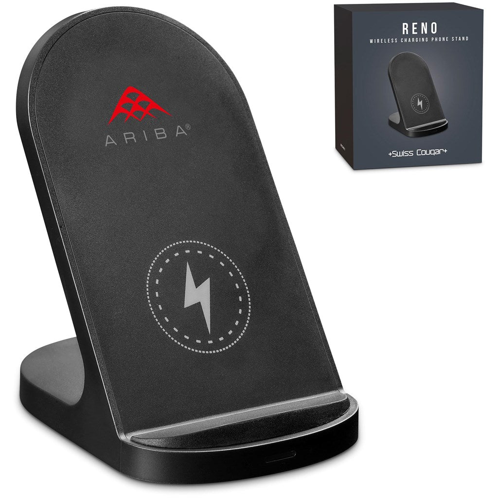 Swiss Cougar Reno Wireless Charging Phone Stand - BL - Brand your company Logo! Get a quote - Promo Lingo