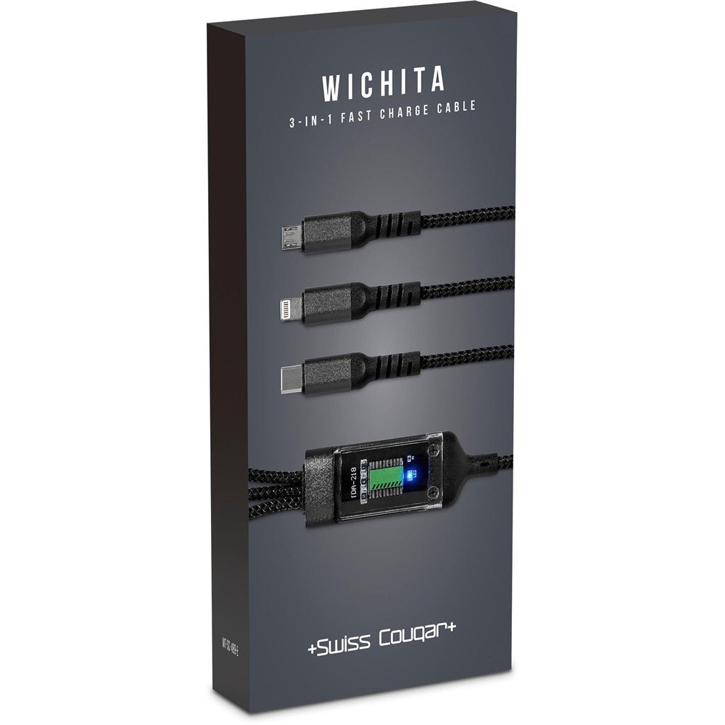 Swiss Cougar Wichita 3 - in - 1 Fast Charge Cable - Brand your company Logo! Get a quote - Promo Lingo
