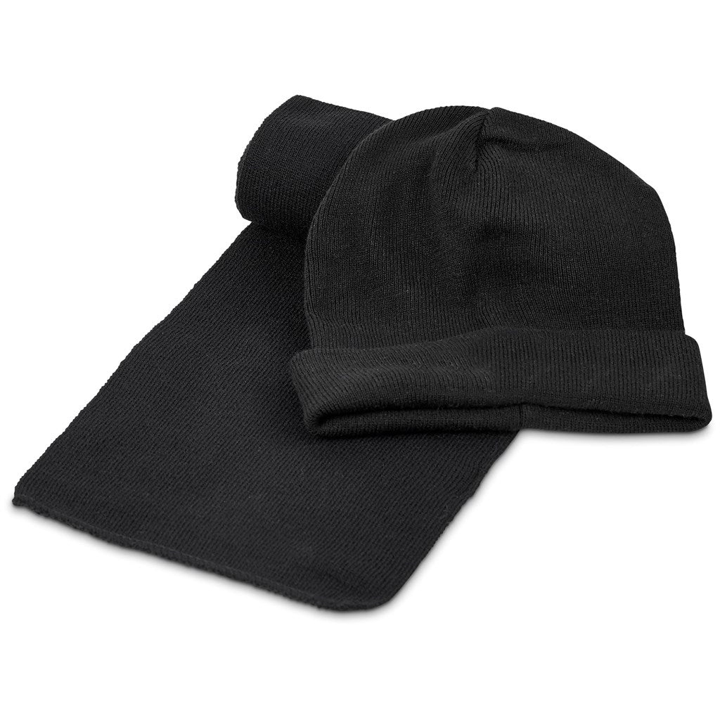 Tundra Winter Gift Set: Scarf and Beanie for Cozy Warmth - Brand your company Logo! Get a quote - Promo Lingo