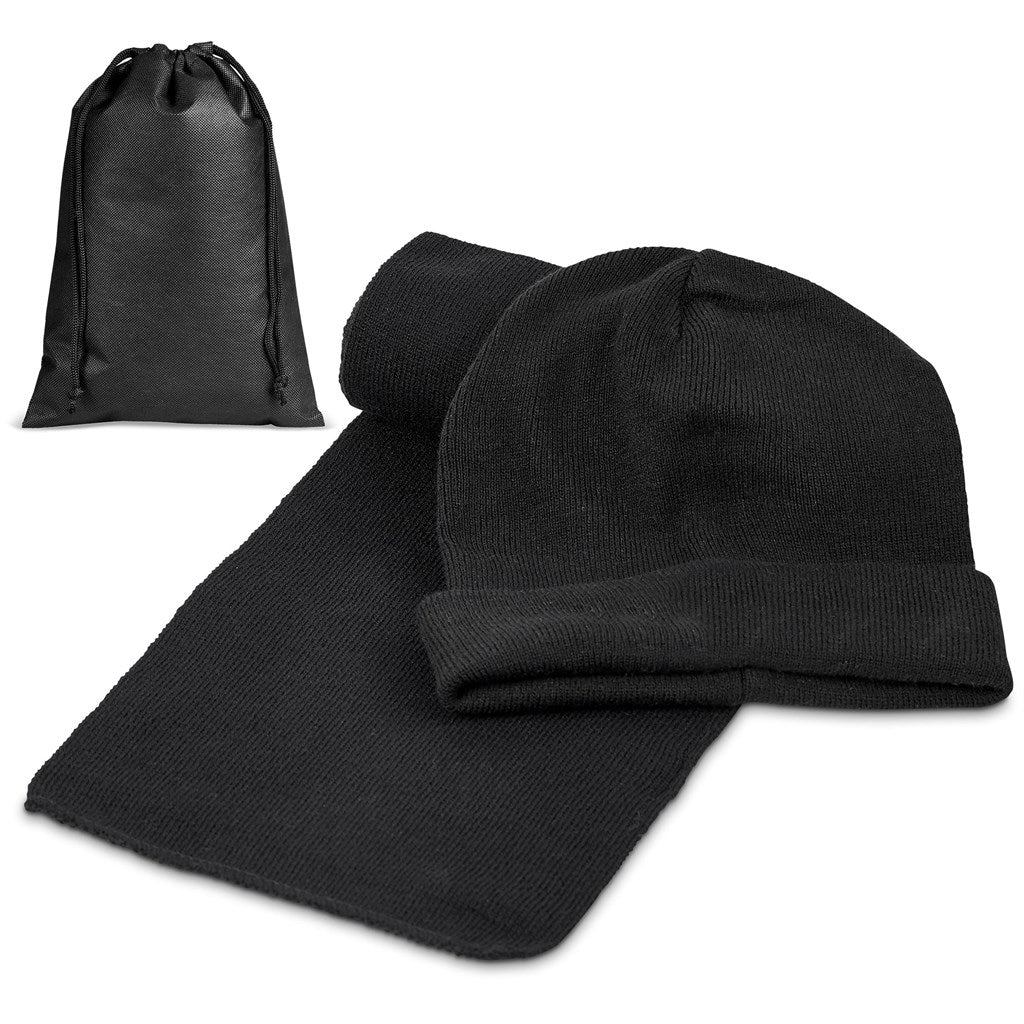 Tundra Winter Gift Set: Scarf and Beanie for Cozy Warmth - Brand your company Logo! Get a quote - Promo Lingo