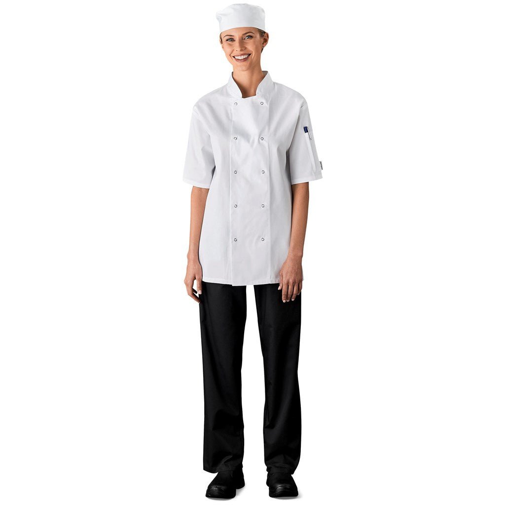 Unisex Short Sleeve Zest Chef Jacket for Culinary Pros - Brand your company Logo! Get a quote - Promo Lingo
