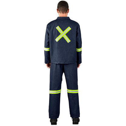 Vintage 100% Cotton Denim Conti Suit - Reflective Arms, Legs & Back - Yellow Tape - Brand your company Logo! Get a quote - Promo Lingo