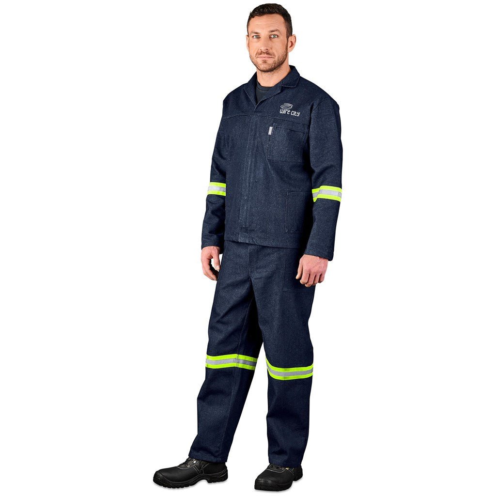 Vintage 100% Cotton Denim Conti Suit - Reflective Arms & Legs - Yellow Tape - Brand your company Logo! Get a quote - Promo Lingo