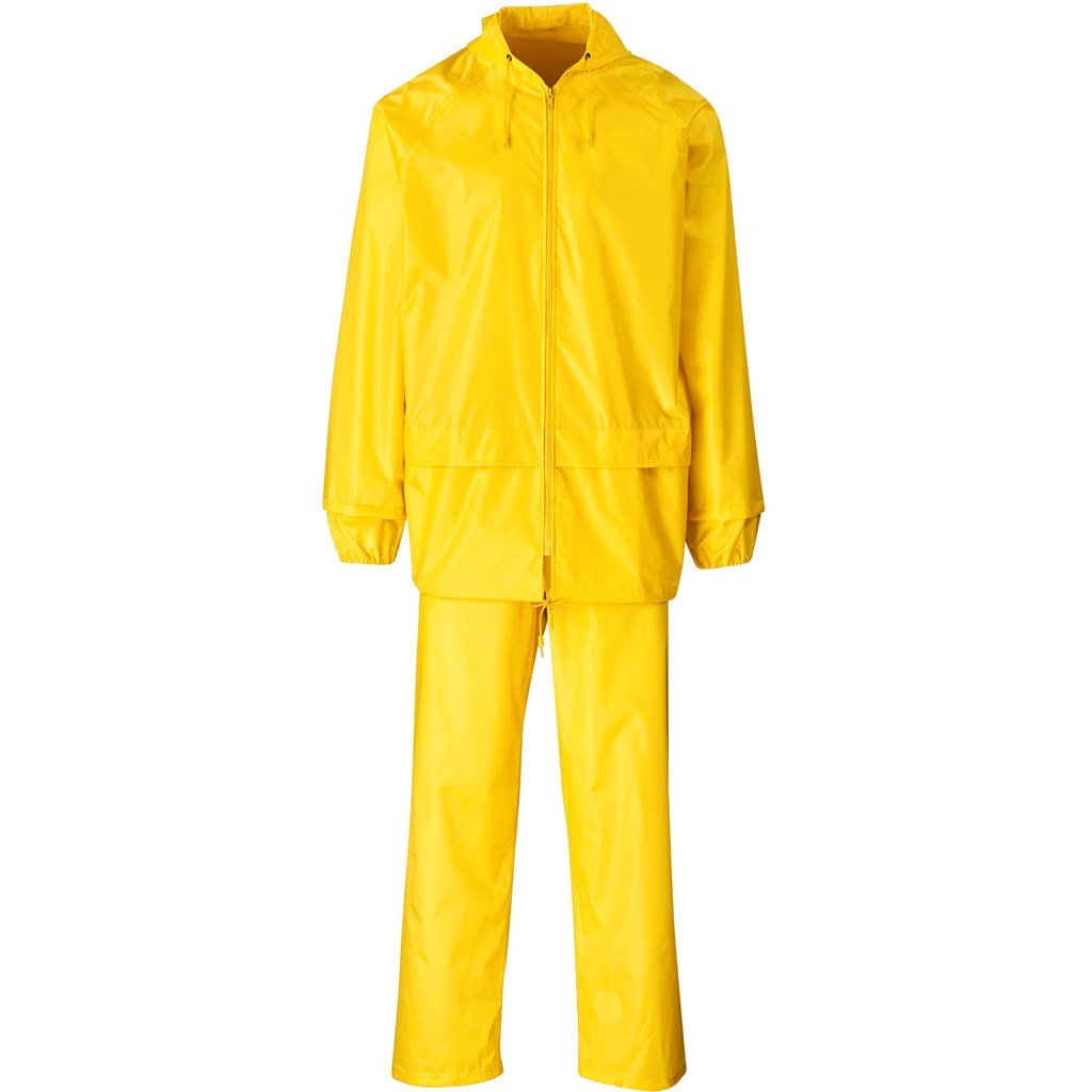 Weather Polyester/PVC Rainsuit - Yellow - Brand your company Logo! Get a quote - Promo Lingo
